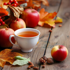 apples and autumn leaves