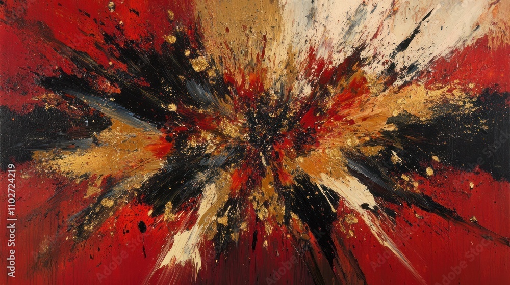 Aufkleber an abstract explosion of colors with dynamic brush strokes and textures.