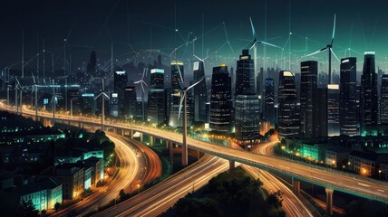 Obraz premium Eco-City Nightscape