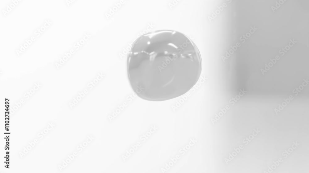 Poster floating glossy white abstract shape seamless looping animation