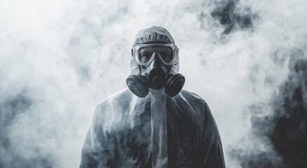 Human Health and Safety Emphasized with Protective Gear Amidst Industrial Hazards.