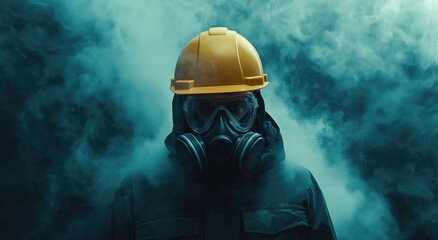 Human Health and Safety Emphasized with Protective Gear Amidst Industrial Hazards.