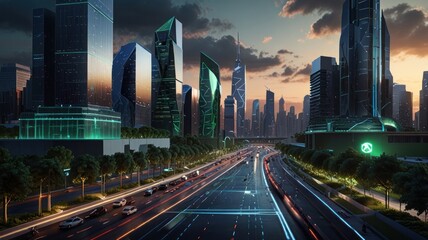 Futuristic Cityscape at Dusk