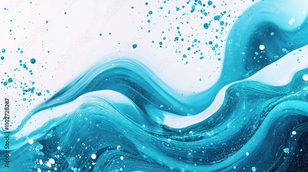 Poster abstract aqua wave design with splashes and textures for background
