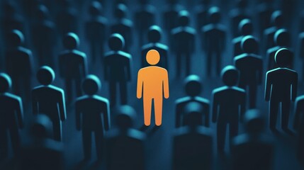 Obraz premium Leadership icon with a simple, clean graphic of a person standing out among a group