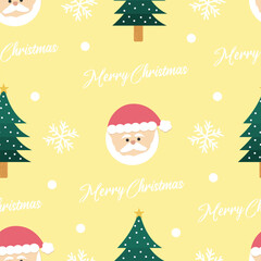 Hand drawn flat christmas seamless pattern design. Cute kawaii style. Suitable for wallpaper, backdrop, wrapping paper, children product, etc