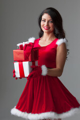 Fototapeta premium Santa girl close up studio shot