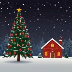 Christmas tree and house