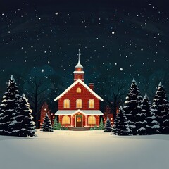 Fototapeta premium Christmas tree and house