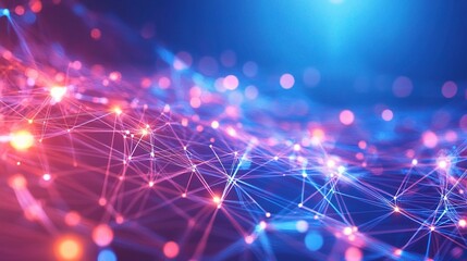 Fototapeta premium Abstract Digital Network Background with Colorful Light Effects