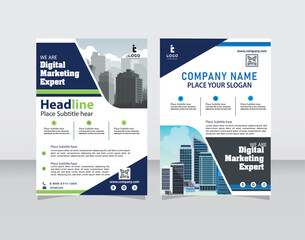Template vector design for Brochure, Annual Report, Magazine, Poster, modern, Presentation, Portfolio, Flyer, infographic, modern with Green and blue.