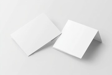 Blank Greeting Card Mockup Modern Minimalist White Surface Overlapping Design