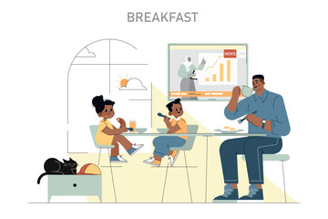 one day of builder. Flat Vector Illustration