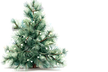 Watercolor illustration Fir Tree Christmas