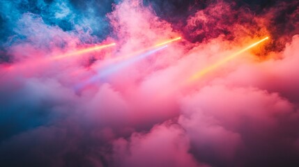 Vibrant Swirling Smoke and Fiery Explosion in Dramatic Atmospheric Clouds