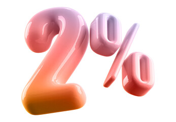 2 Percent Off Sale Gradient Number 3D Illustration
