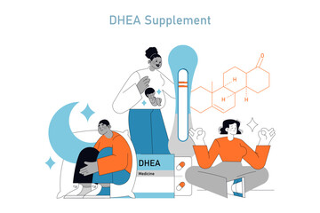 DHEA Supplement. Flat Vector Illustration