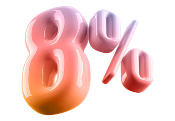 8 Percent Off Sale Gradient Number 3D Illustration