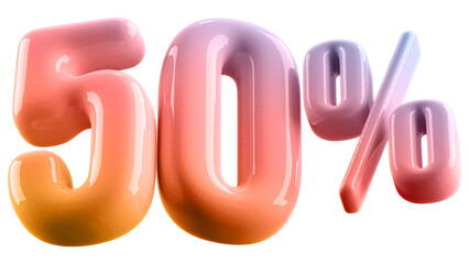 50 Percent Off Sale Gradient Number 3D Illustration