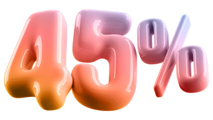 45 Percent Off Sale Gradient Number 3D Illustration