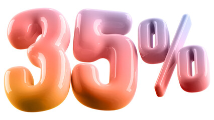 35 Percent Off Sale Gradient Number 3D Illustration