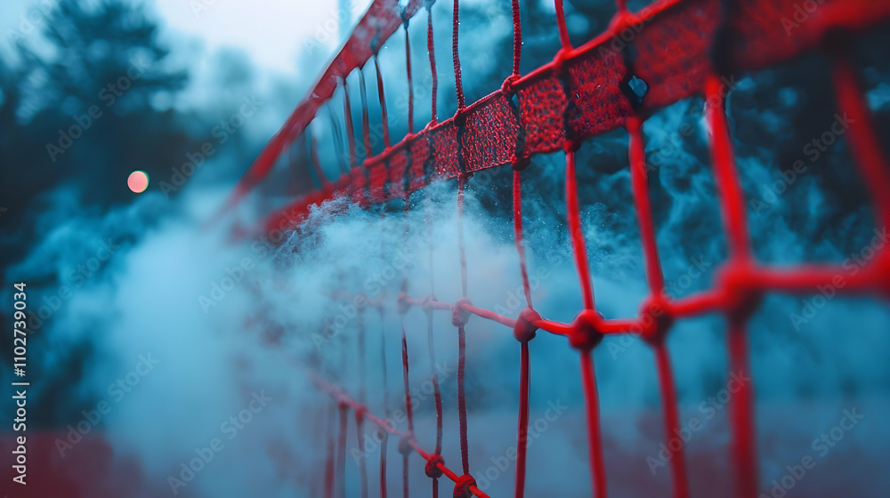 Wall mural red netting with smoke abstract background image