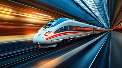 High-Speed Train, Dynamic Motion Blur Illustration