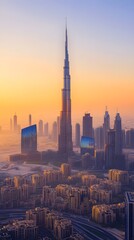 Obraz premium dubai skyline in desert at sunset