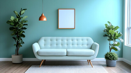 Teal Room Interior Design Illustration