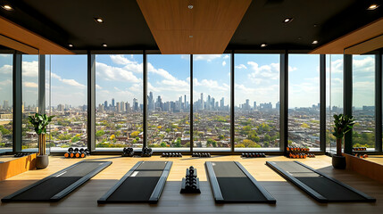 City View Gym Illustration: Panoramic Fitness Space