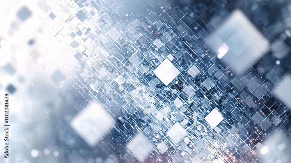 Poster abstract digital background with light squares and shimmering effect