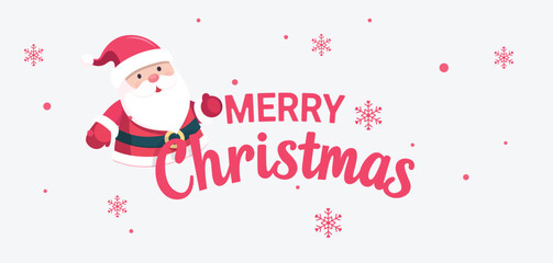 Festive Santa Claus with Merry Christmas greeting celebrating the holiday spirit. Christmas banner design. Vector Illustration. 