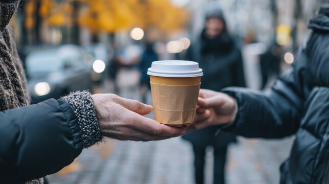 Person engaging in random acts of kindness, like paying for someoneâ€™s coffee or helping a stranger