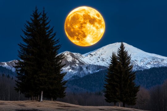 A moody, gothic depiction of Bjelasnica peaks under a full moon, with snow glistening eerily in the dark