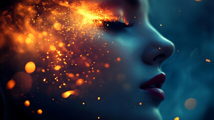 Fiery Abstract Face Illustration