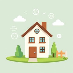 house with tree and flowers