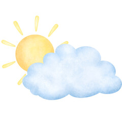 watercolor sun and clouds	
