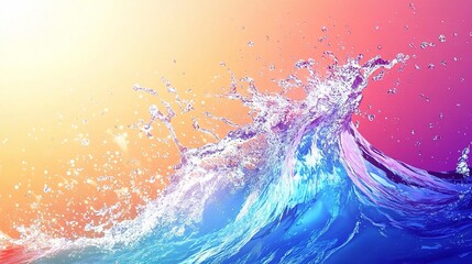Vibrant Splash of Water Against Colorful Gradient Background