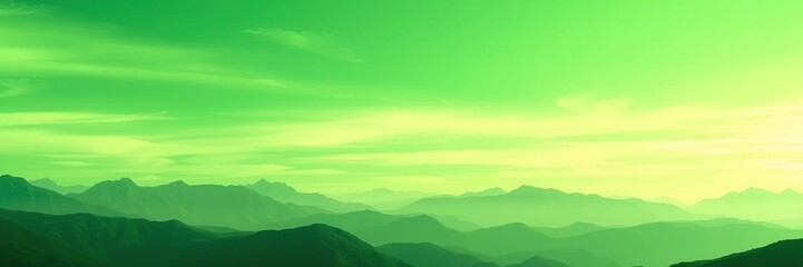 Obraz premium surreal environment with green gradient sky and mountains, abstract, landscape