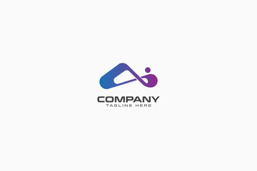 A stylized letter "A" and "i" with a dot, forming a dynamic and abstract logo in gradient colors