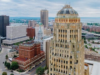 City skyline of downtown Buffalo, New York, United States.