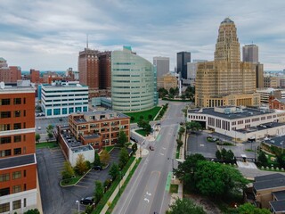 City skyline of downtown Buffalo, New York, United States.