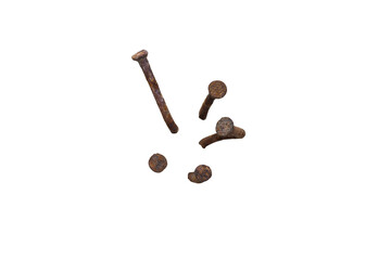Old nail head isolated on transparent background.