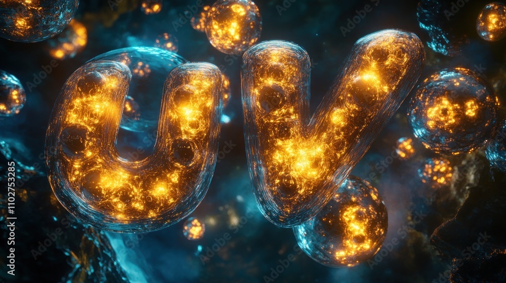 Poster a glowing 3d representation of the letters 