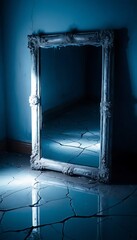 Cursed Mirror with Unnatural Ripples and Whispering Cracks in Close-Up View