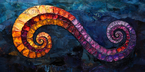Abstract Colorful Art, Swirling Pattern Painting, Artistic Spiral Design, Bright Colors Artwork, Modern Abstract Piece