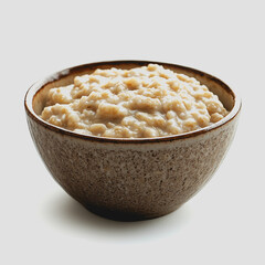 Delicious and Creamy Oatmeal in a Rustic Bowl on a Neutral Background, Perfect for Breakfast or Healthy Lifestyle Choices