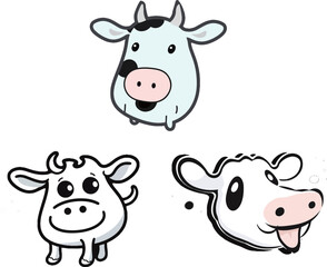 Cute Cartoon Cows Collection