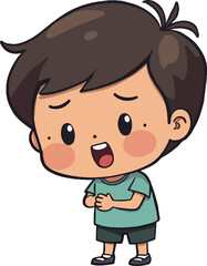 Cute Cartoon Boy with Joyful Expression