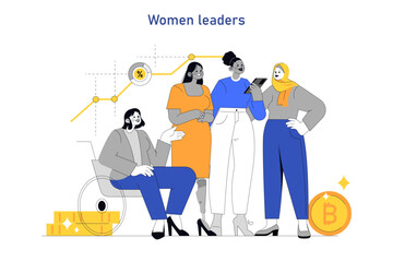 Women Leaders. Flat Vector Illustration